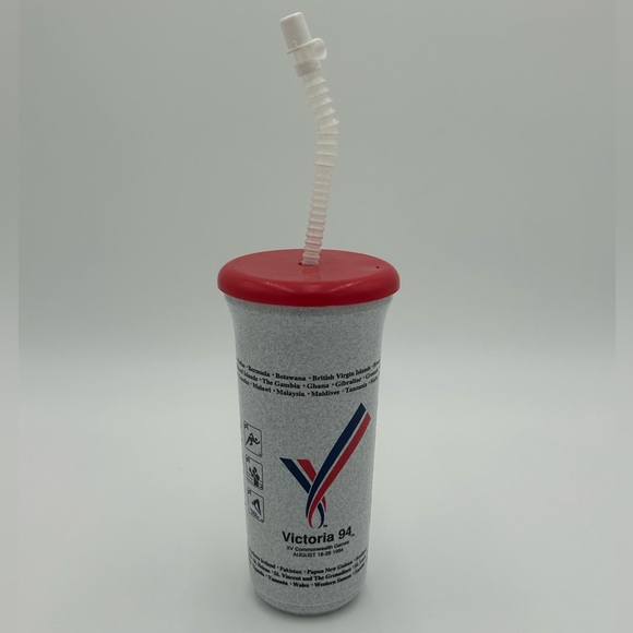 1994 Victoria Common Wealth Games Coca Cola Cup With Straw 8” 32oz VINTAGE Used - Picture 2 of 5